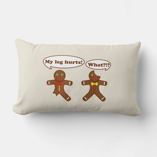 Holiday Gingerbread Humor Lumbar Pillow (Front)