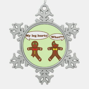 Holiday Gingerbread Humor Snowflake Pewter Christmas Ornament