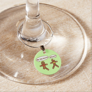 Holiday Gingerbread Humor Wine Glass Charm