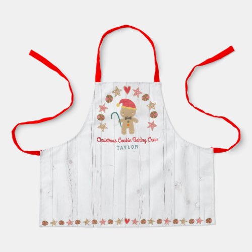 Holiday Gingerbread Man Baking Crew Rustic Wood  Apron