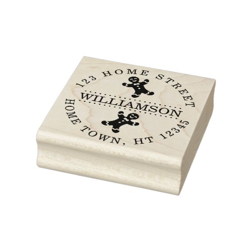 Holiday Gingerbread Man Circular Return Address Rubber Stamp