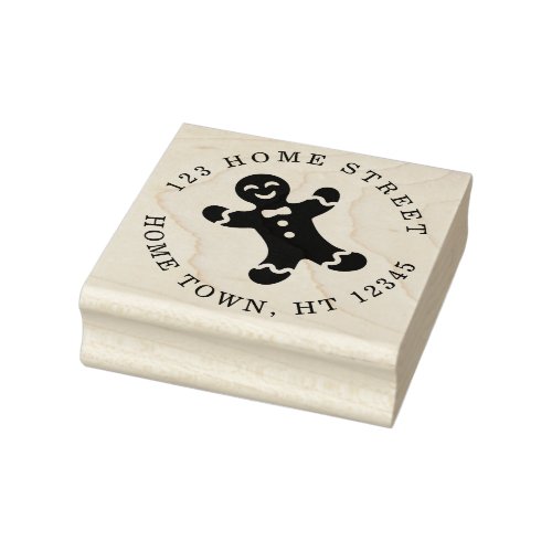 Holiday Gingerbread Man Circular Return Address Rubber Stamp