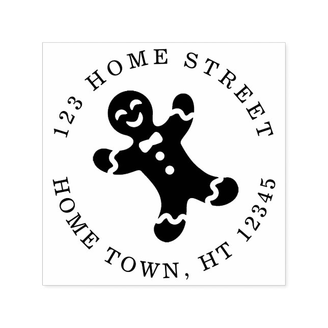 Holiday Gingerbread Man Circular Return Address Self-inking Stamp (Design)