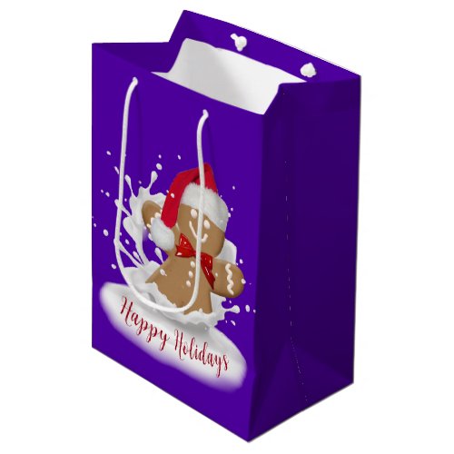 Holiday Gingerbread Man in Milk  Medium Gift Bag