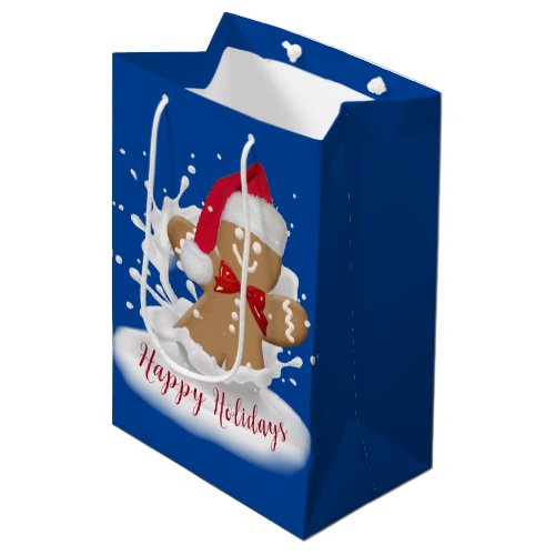 Holiday Gingerbread Man in Milk  Medium Gift Bag