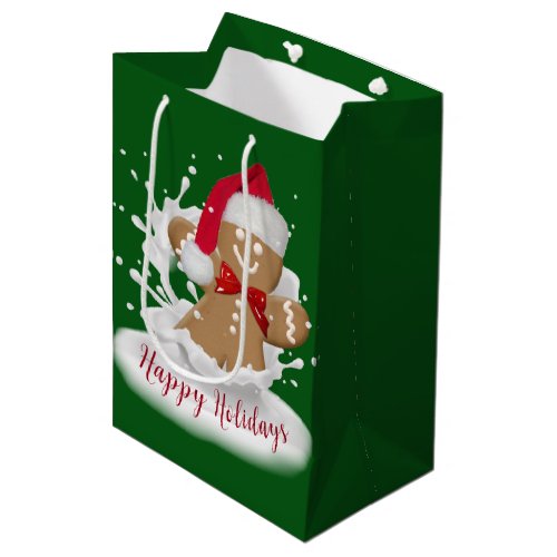 Holiday Gingerbread Man in Milk   Medium Gift Bag