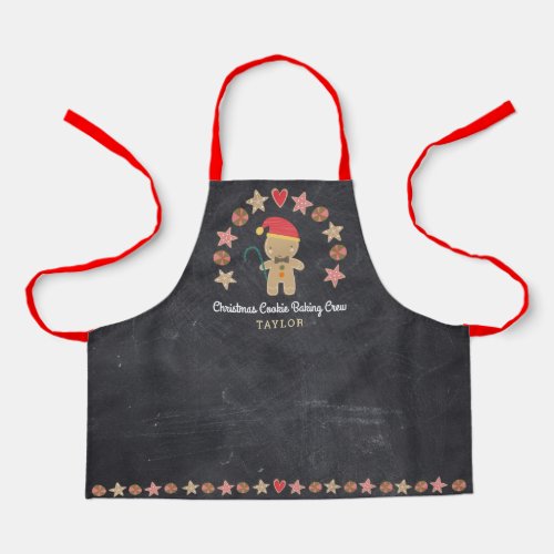 Holiday Gingerbread Man Kid Baking Crew Chalkboard Apron