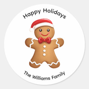 Holiday Gingerbread Man Personalized Classic Round Sticker