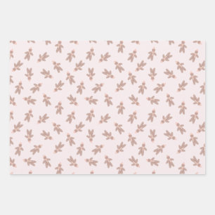 Holiday Gingerbread Man pink Wrapping Paper Sheets