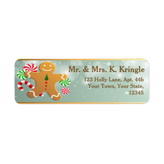 Holiday Gingerbread Man Return Address Labels (Front)