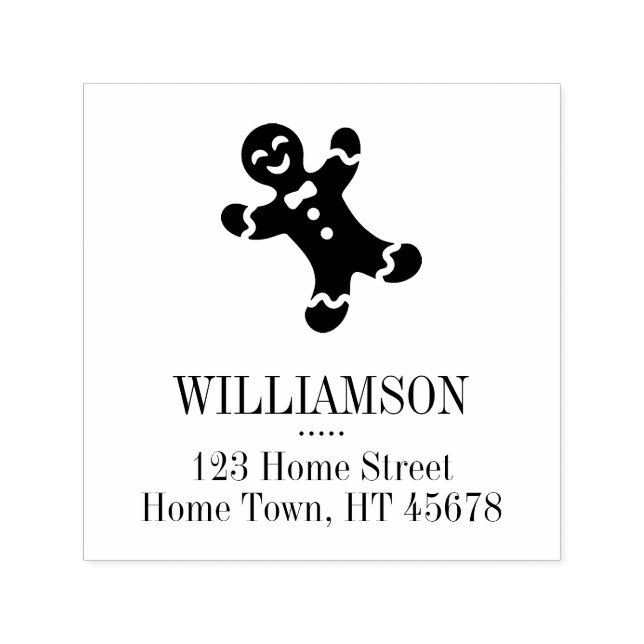Holiday Gingerbread Man Square Return Address Self-inking Stamp (Design)