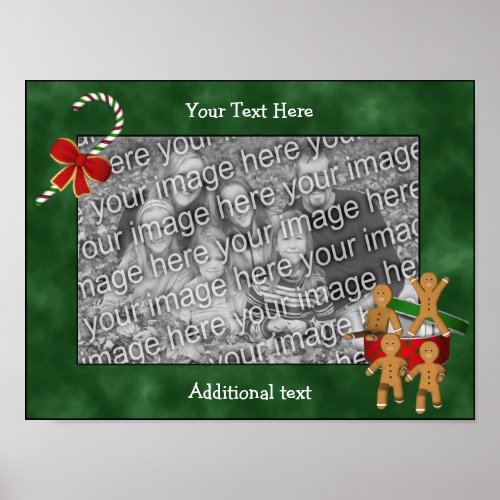 Holiday Gingerbread Men Frame Add Your Photo  Poster
