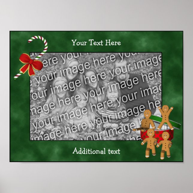 Holiday Gingerbread Men Frame Add Your Photo  Poster (Front)