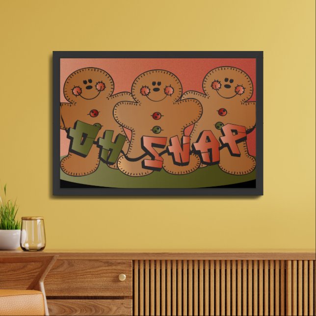 Holiday Gingerbread Oh Snap Design Framed Art (Living Room)