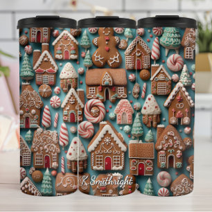 Holiday Gingerbread Pattern Art Thermal Tumbler