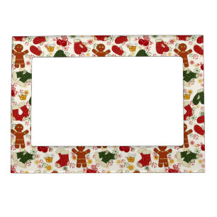 Holiday Gingerbread Pattern Magnetic Photo Frame