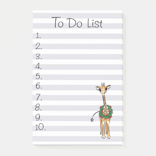 Holiday Giraffe Christmas To do list Post-it Notes (Front)