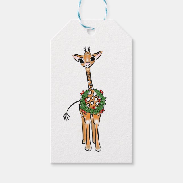 Holiday Giraffe Gift Tags (Front)