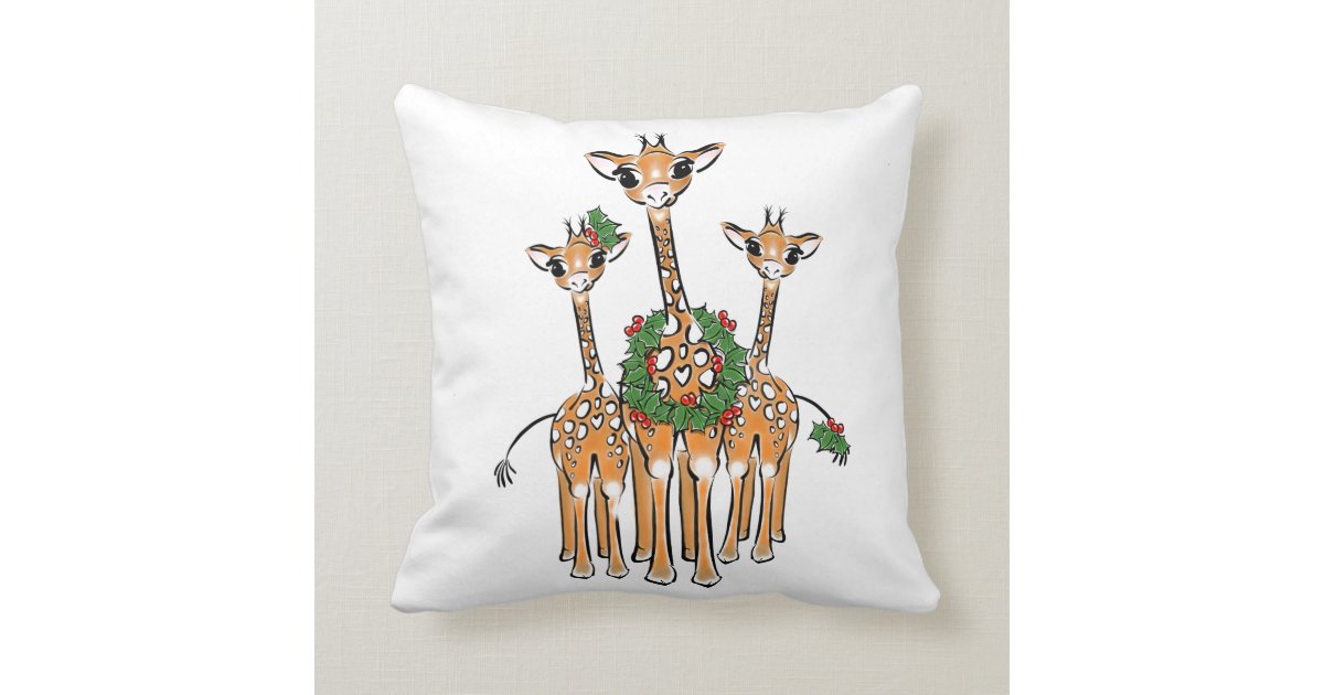 Holiday Giraffe S Throw Pillow Zazzle Com