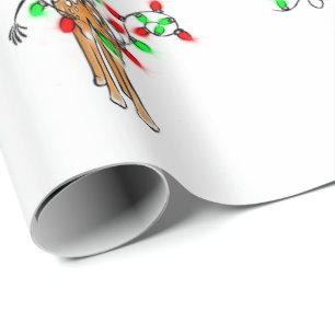 Holiday Giraffe- twinkle red and green lights Wrapping Paper