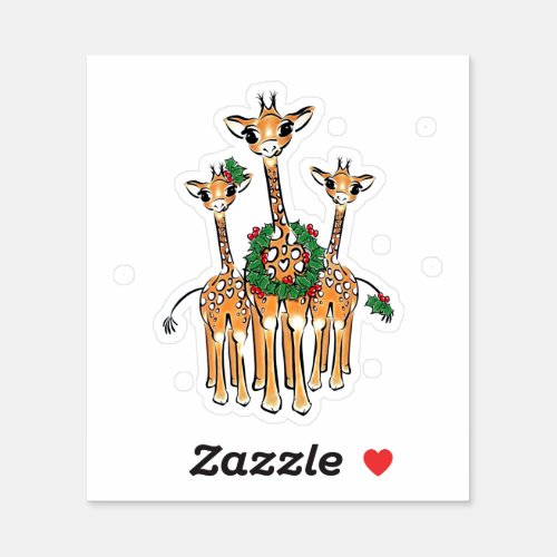 Holiday Giraffes Sticker