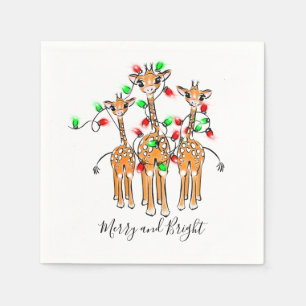 Holiday Giraffes, twinkle lights, holiday design Napkins