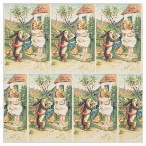 Holiday Girl & Bunny Vintage Easter Fabric