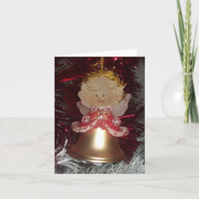 Holiday Girl Ornament Photo Folded Note Card (Front)