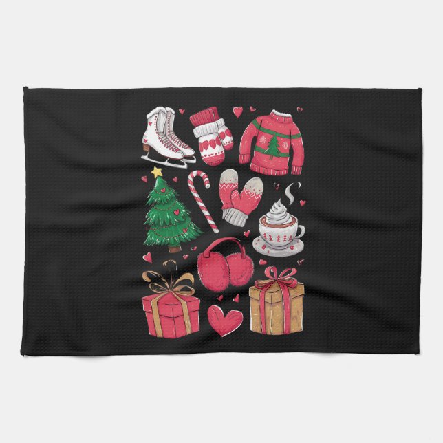 Holiday Girls Cute Costume Funny Christmas Kitchen Towel (Horizontal)