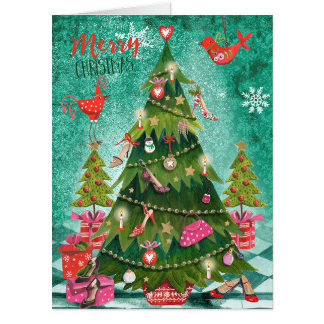 Holiday Girly Christmas Tree | Big Greetings Cards (Front)