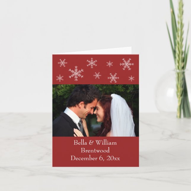 Holiday Glamour Red Wedding Thank You Card (Front)