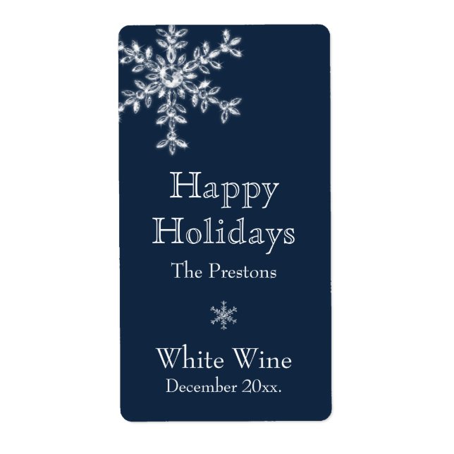 Holiday Glamour Wine Label (blue) (Front)