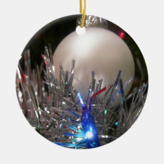 Holiday glitter ceramic ornament