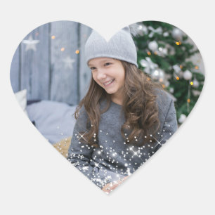 Holiday Glitter Photo Heart Sticker
