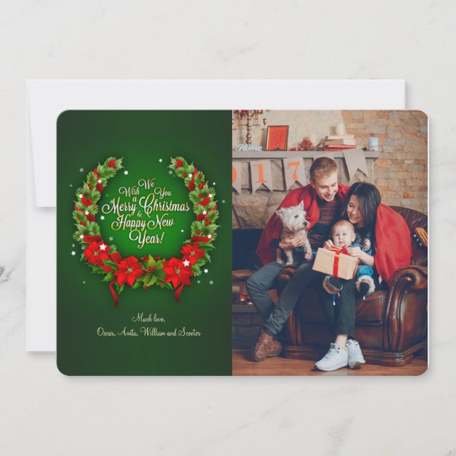 Holiday Glow Wreath Photo Card (Front)