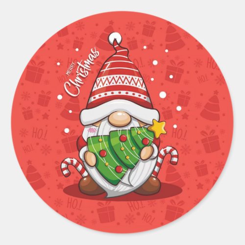 Holiday Gnome Classic Round Sticker