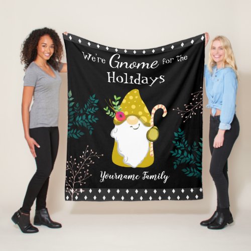 Holiday Gnome Family Name Fleece Blanket