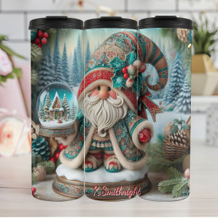 Holiday Gnome with Holly Berries Thermal Tumbler