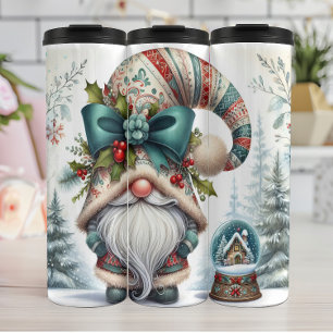 Holiday Gnome with Ribbon Hat Thermal Tumbler