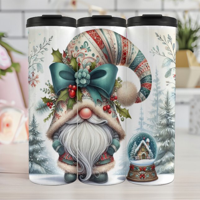 Holiday Gnome with Ribbon Hat Thermal Tumbler (Creator Uploaded)