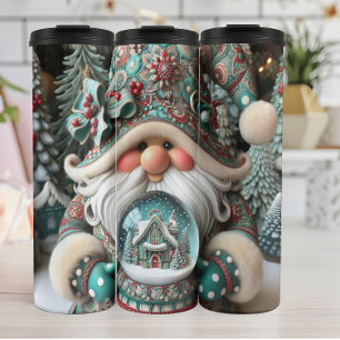 Holiday Gnome with Snow Globe Thermal Tumbler