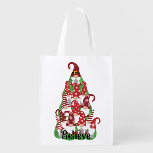 Holiday Gnomes Believe  Grocery Bag