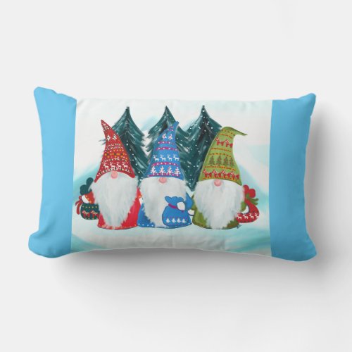 Holiday Gnomes Lumbar Pillow
