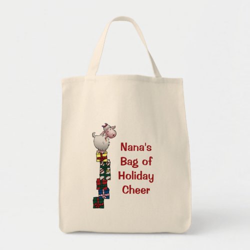 Holiday Goat on a Tower of Gifts Tote Bag
