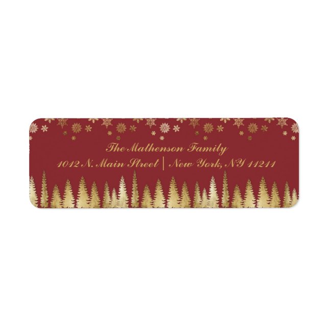 Holiday Gold and Red Winter Wonderland Label (Front)