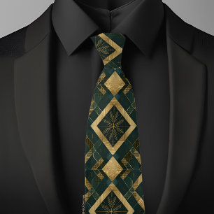 Holiday Gold and Snowflake Pattern Neck Tie