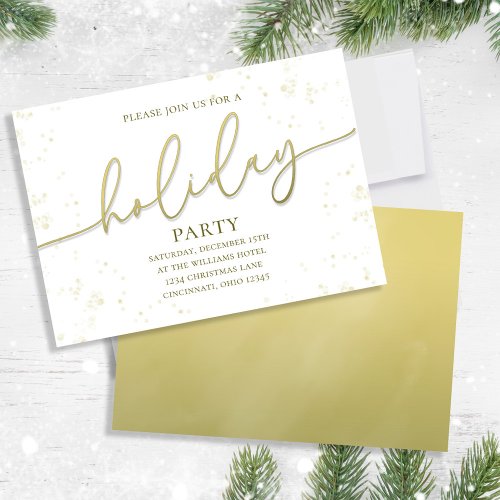 Holiday Gold Calligraphy Script Simple Party Invitation