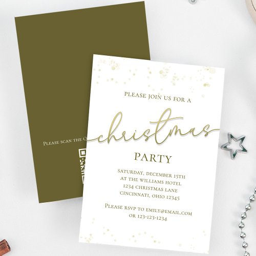 Holiday Gold Calligraphy Script Simple QR Code  Invitation