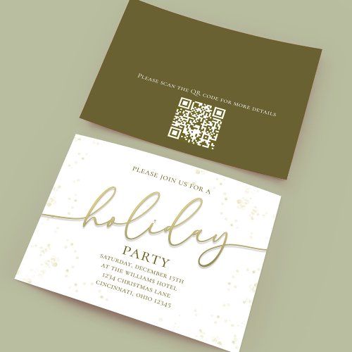 Holiday Gold Calligraphy Script Simple QR Code  Invitation