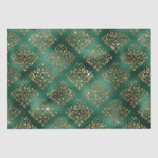 Holiday Gold Christmas Metallic Damask Elegant Tissue Paper (Front)